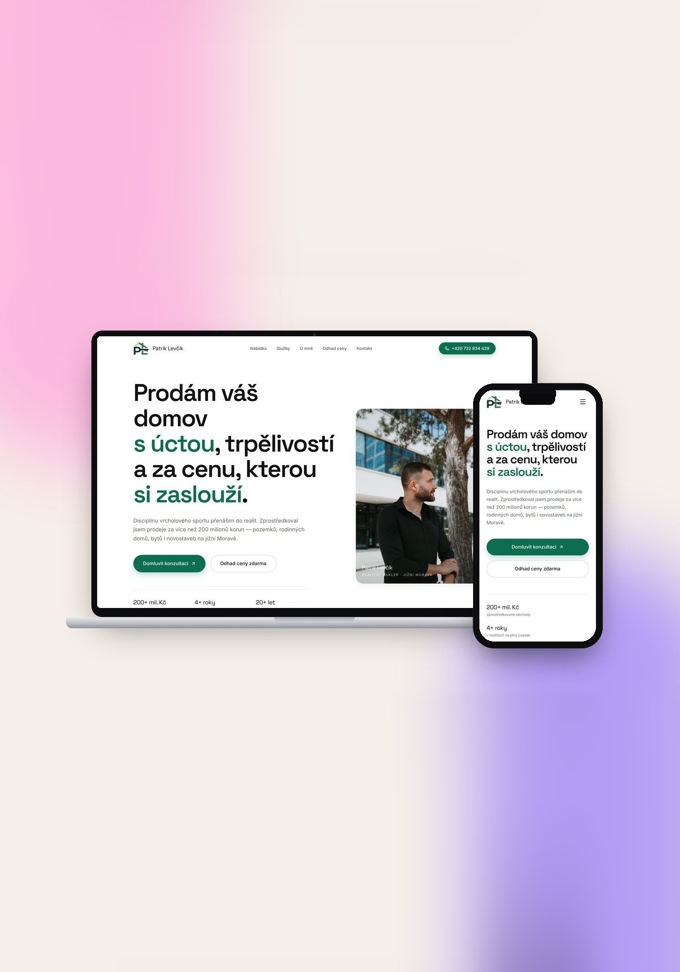 Web realitního makléře Patrik Levčík