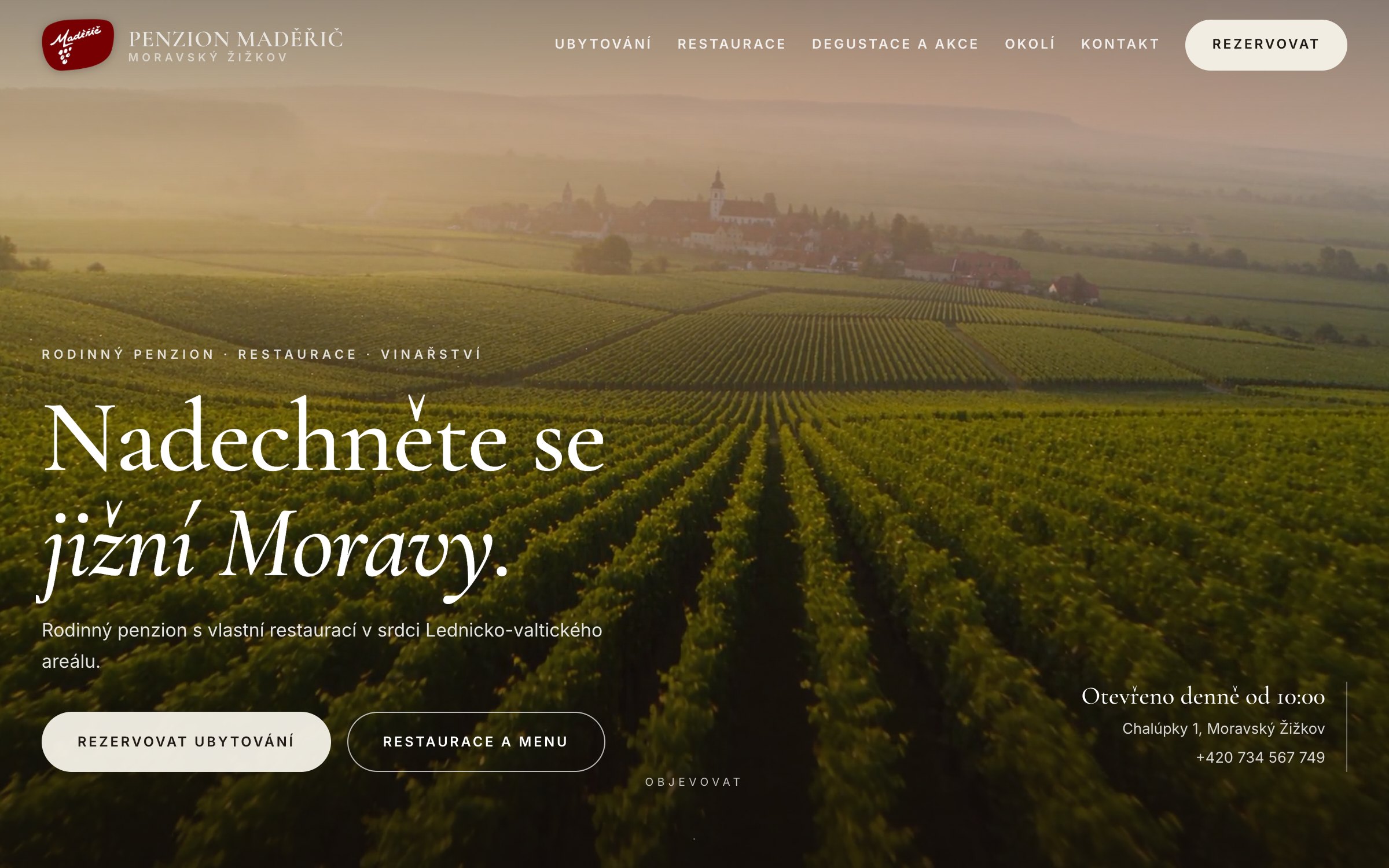Web penzionu Maděřič